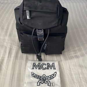 MCM Dieter Monogram Two-Pocket Backpack Black